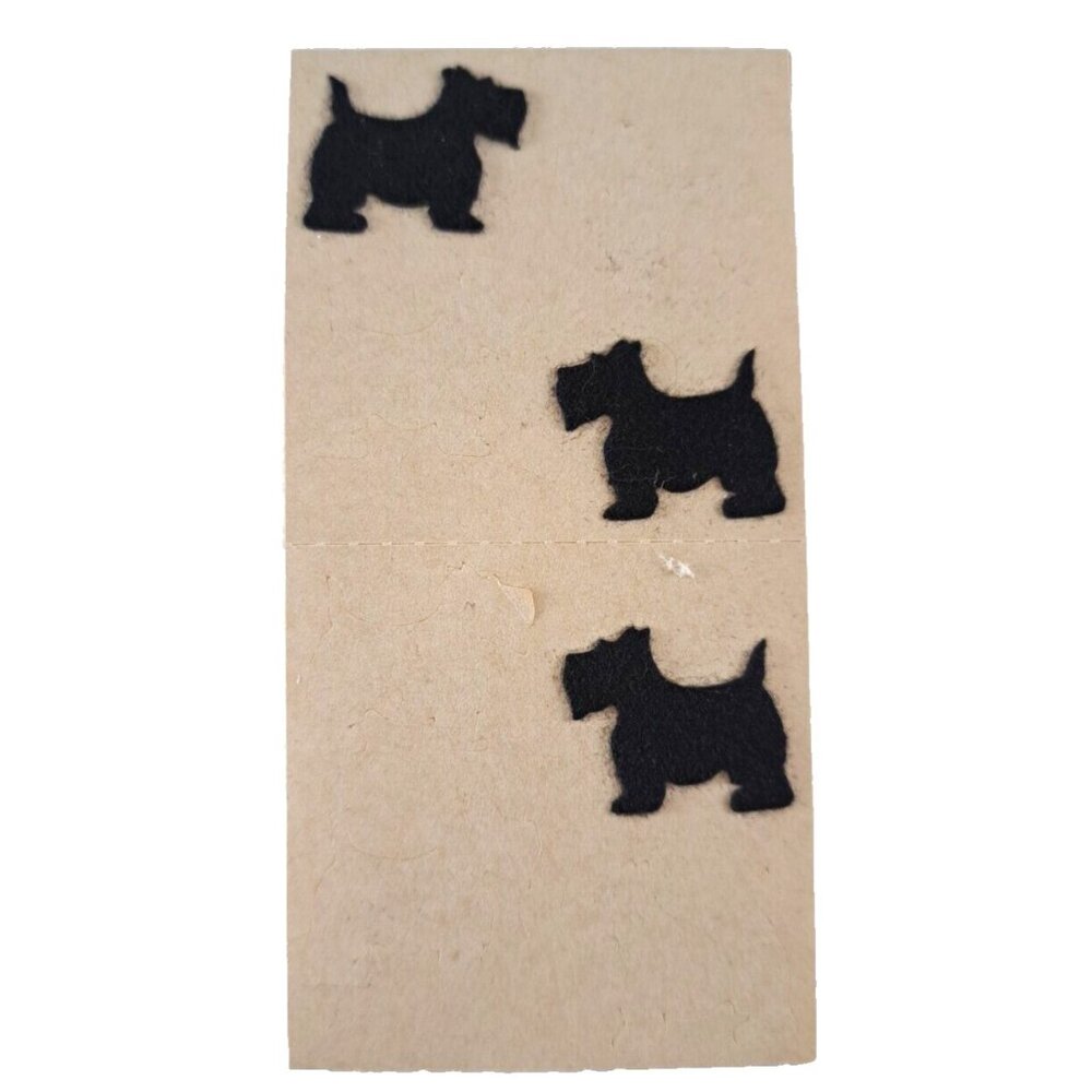 Vintage Sandylion Stickers NEW Fuzzy Dogs 1990 Strip of 3 Scottish Terrier